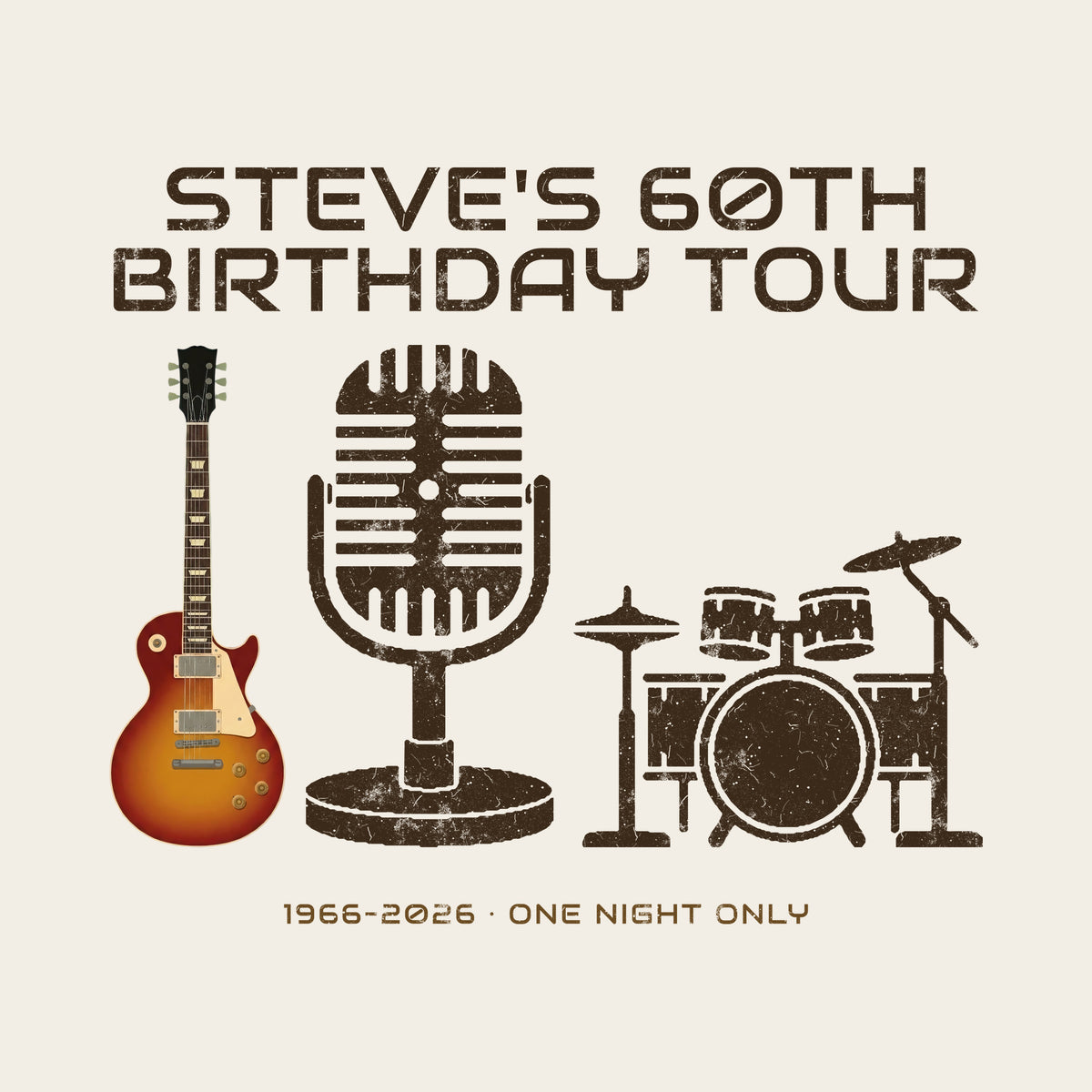 Birthday Tour with Age and Instruments design artwork on its own, personalized with your details
