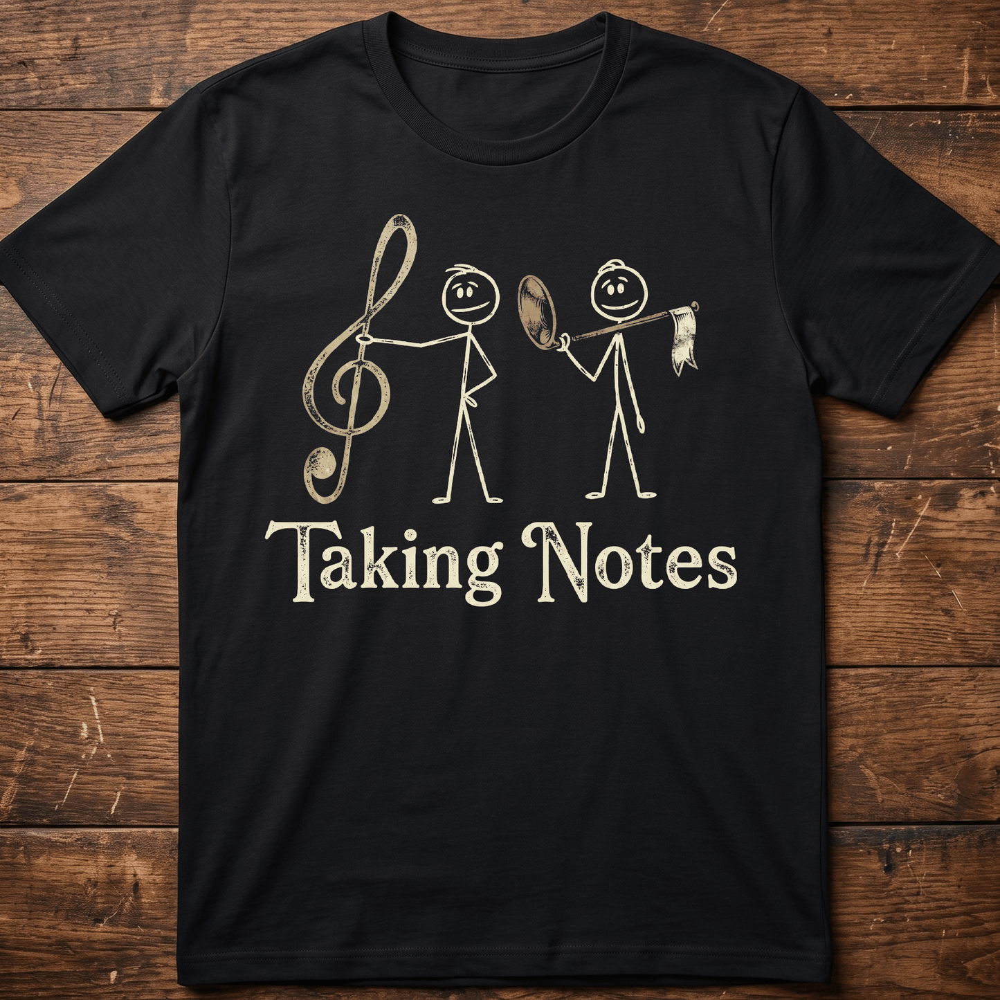 Taking Notes Funny Music Pun Stick Figures T-Shirt - The Music Frontiers