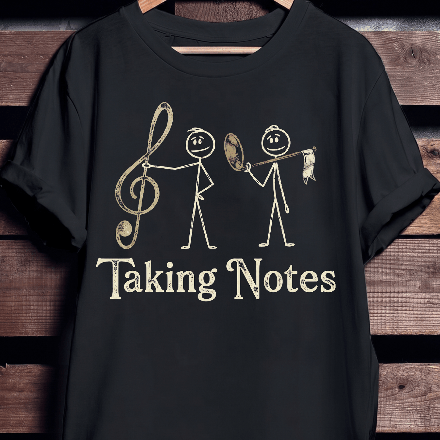 Taking Notes Funny Music Pun Stick Figures T-Shirt - The Music Frontiers