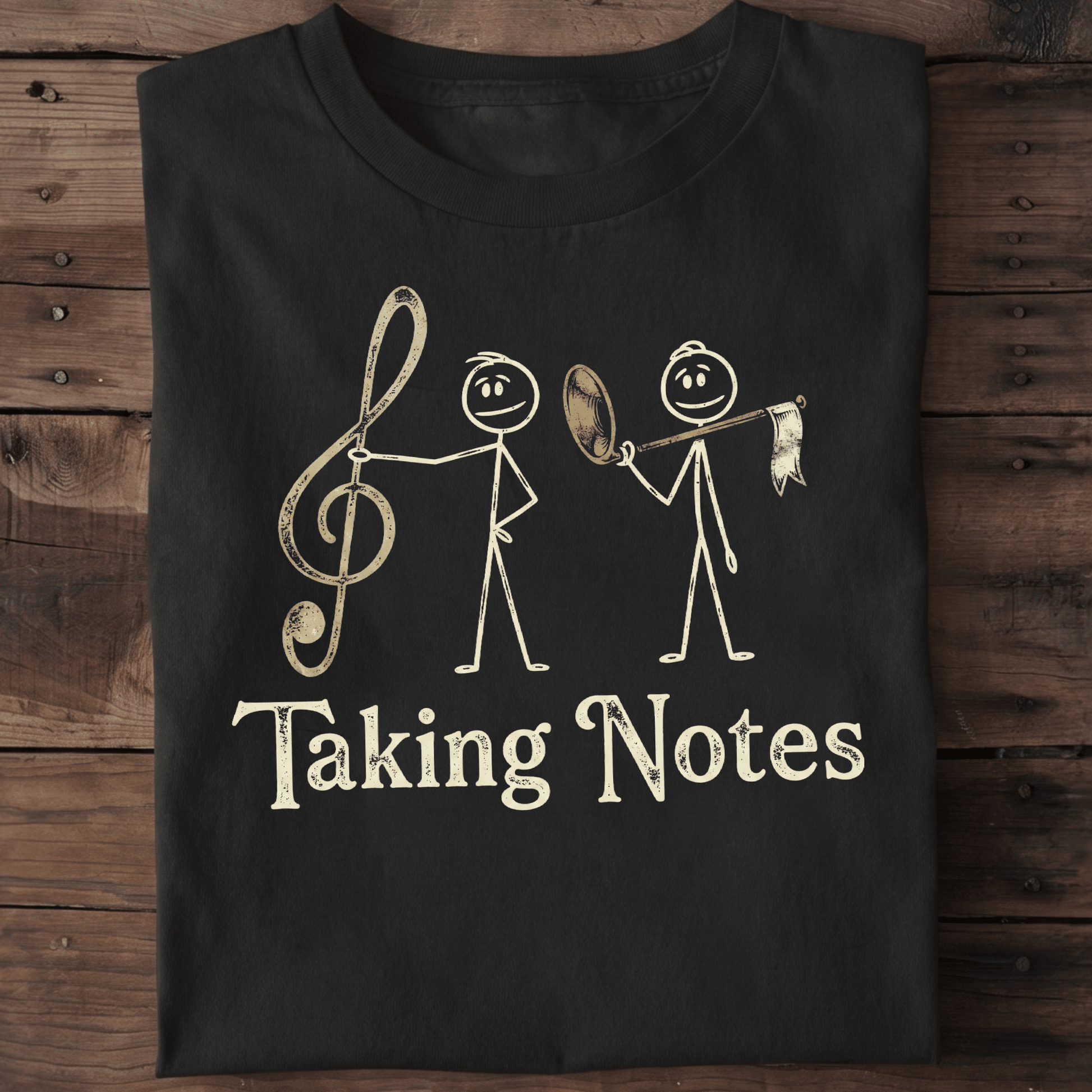 Taking Notes Funny Music Pun Stick Figures T-Shirt - The Music Frontiers