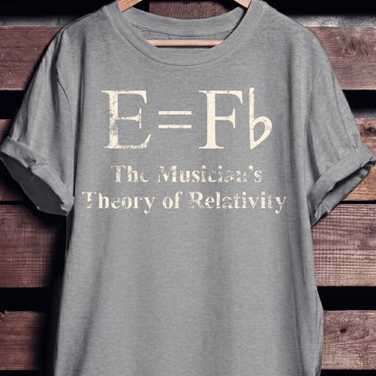 The Musician's Theory of Relativity E=Fb Funny Music T-Shirt - The Music Frontiers