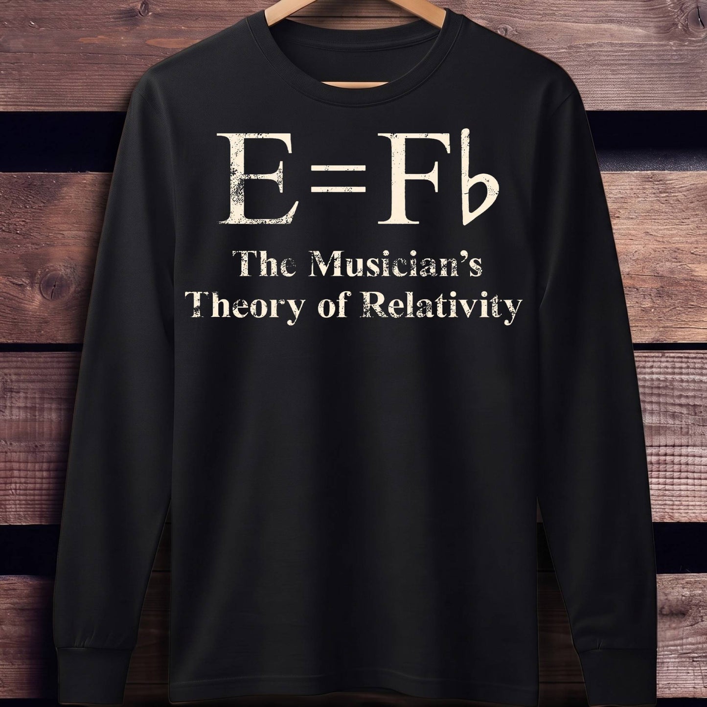 The Musician's Theory of Relativity E=Fb Funny Music T-Shirt - Unisex Standard Long Sleeve
