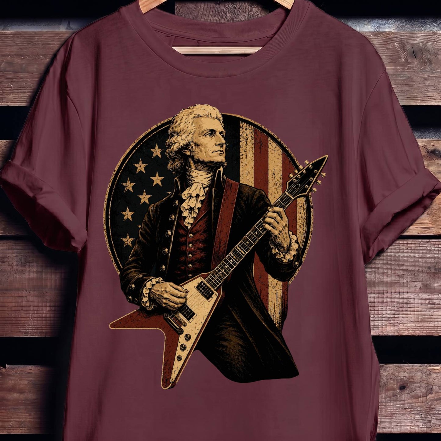 Thomas Jefferson playing V - Shape Electric Guitar - The Music Frontiers