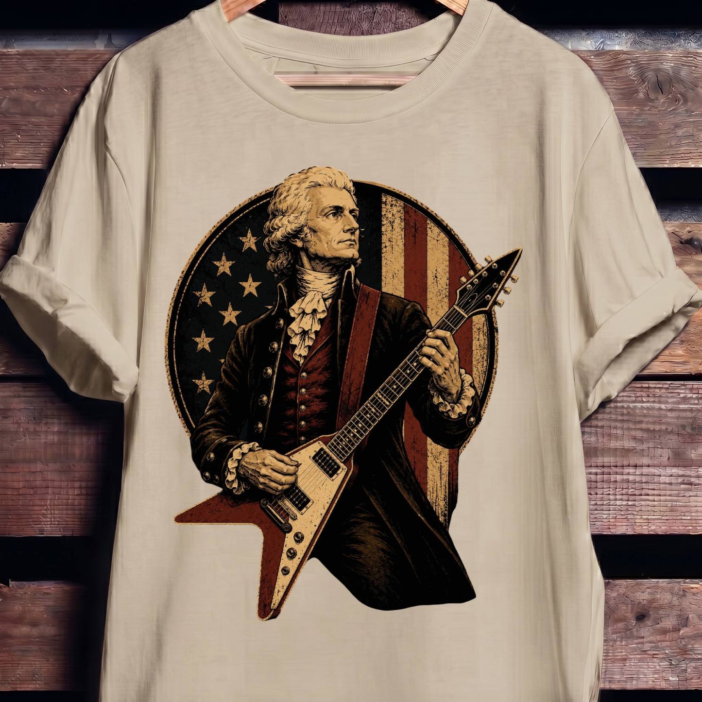 Thomas Jefferson playing V - Shape Electric Guitar - The Music Frontiers