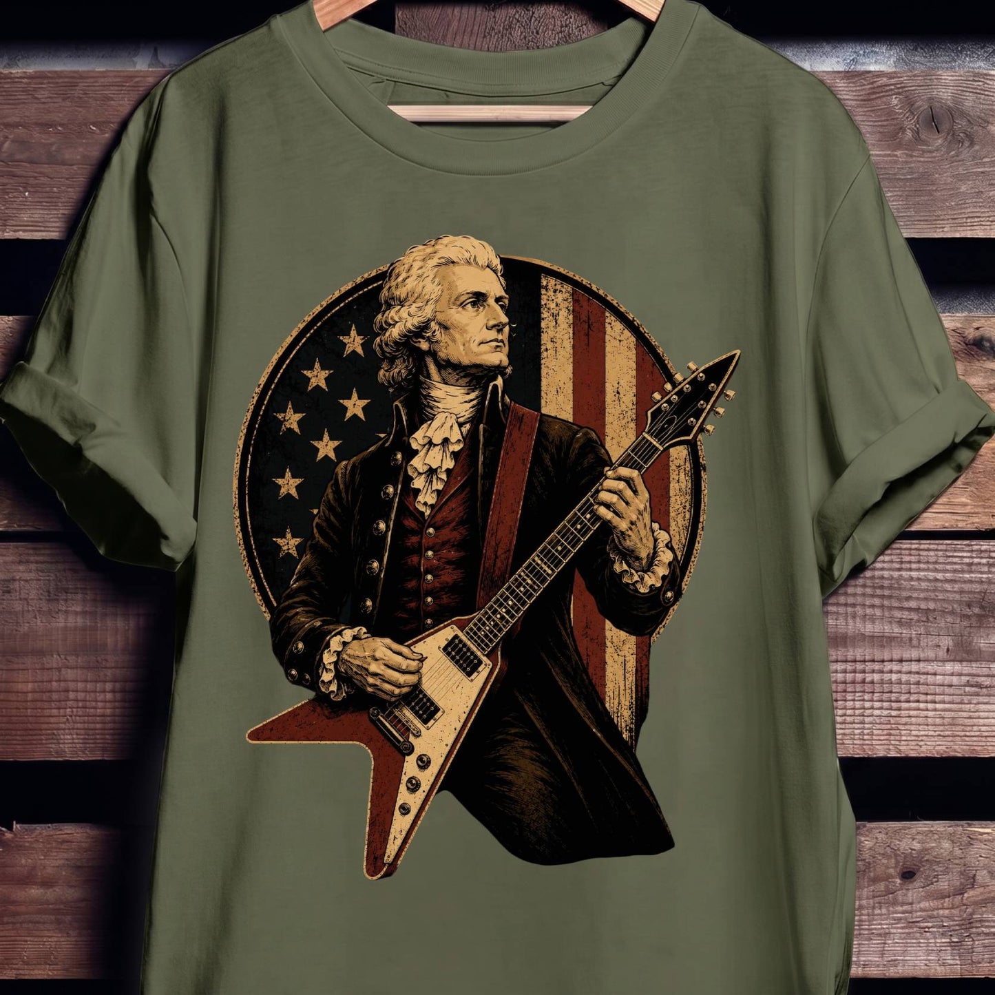 Thomas Jefferson playing V - Shape Electric Guitar - The Music Frontiers