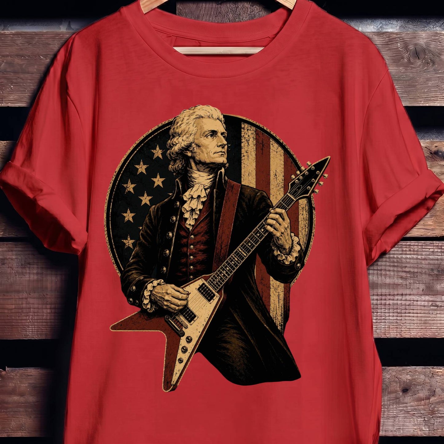 Thomas Jefferson playing V - Shape Electric Guitar - The Music Frontiers