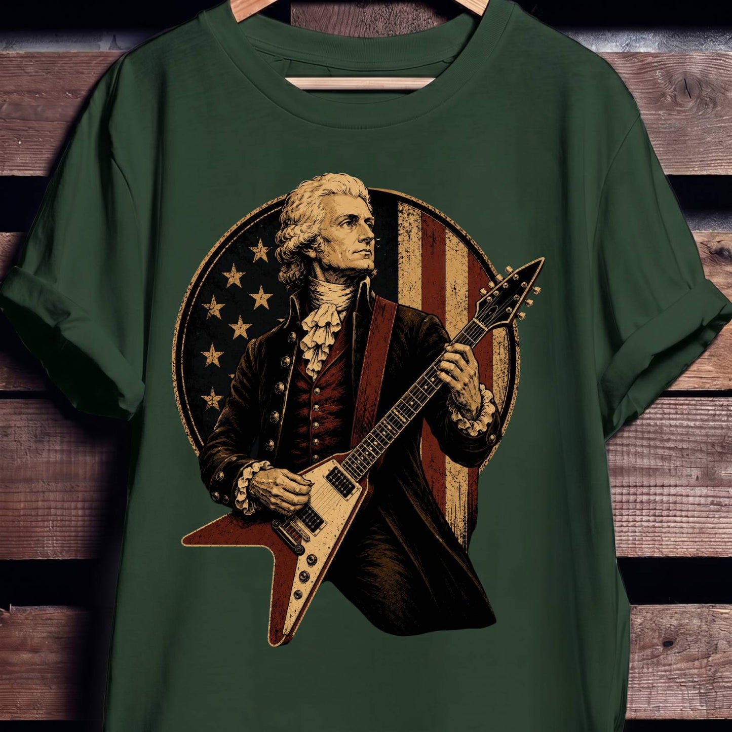 Thomas Jefferson playing V - Shape Electric Guitar - The Music Frontiers