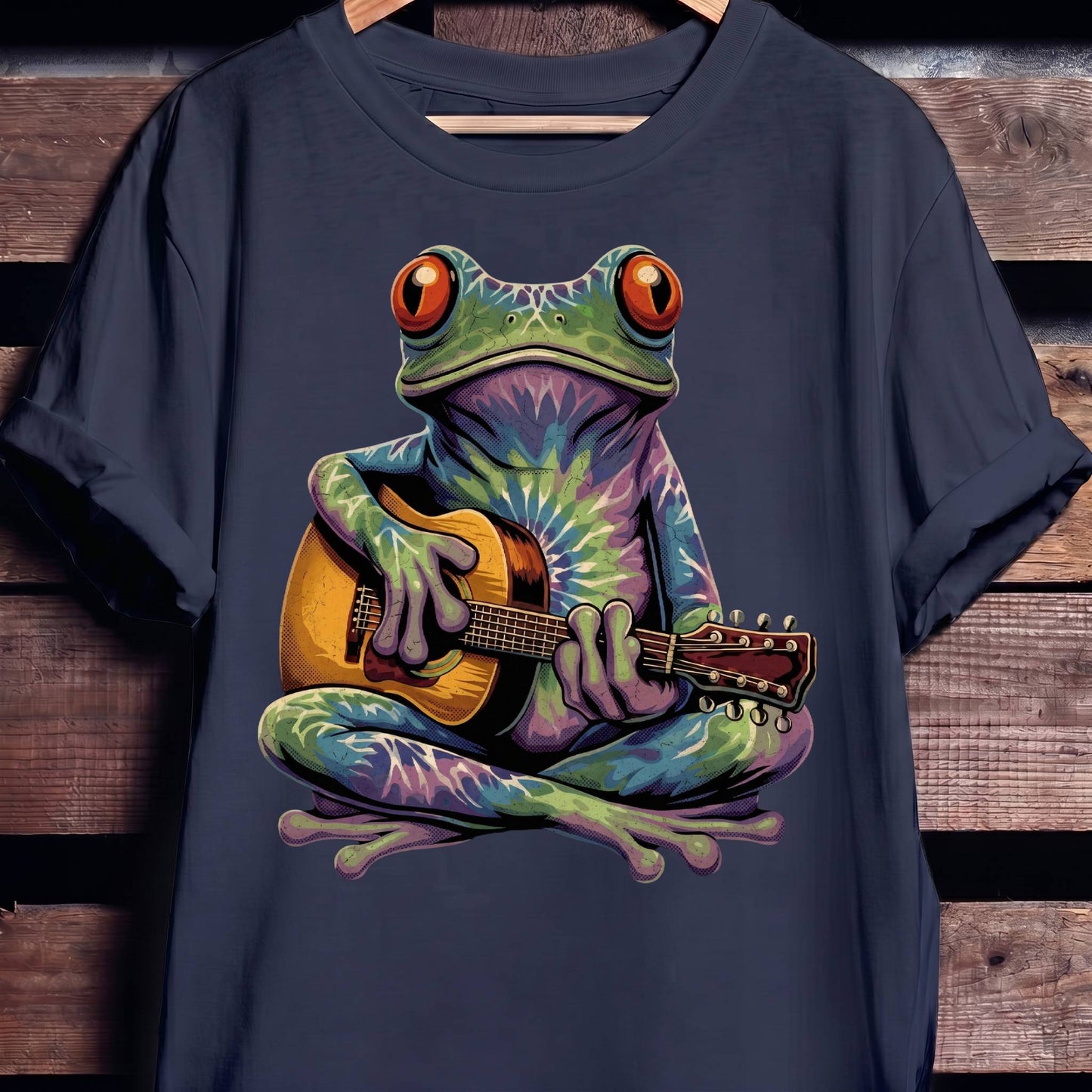 Tie Dye Frog Acoustic Guitarist Tee