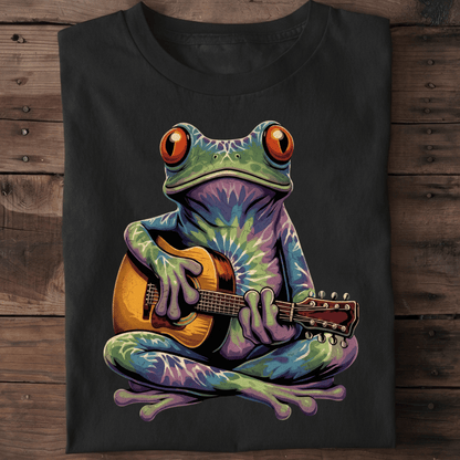 Tie Dye Frog Acoustic Guitarist Tee - The Music Frontiers