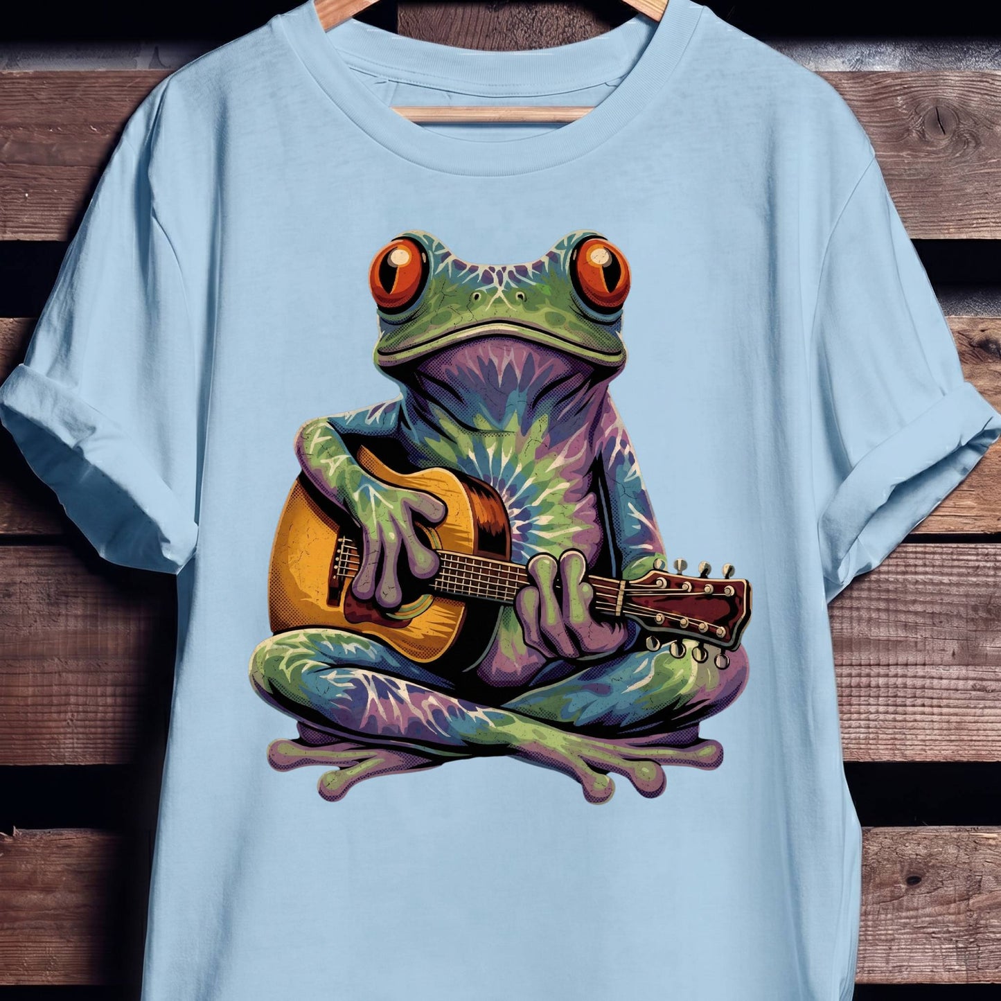 Tie Dye Frog Acoustic Guitarist Tee