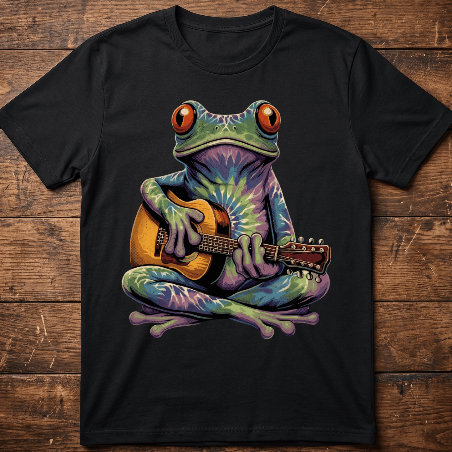 Tie Dye Frog Acoustic Guitarist Tee - The Music Frontiers