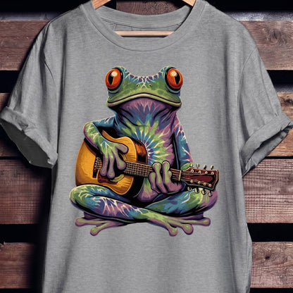 Tie Dye Frog Acoustic Guitarist Tee