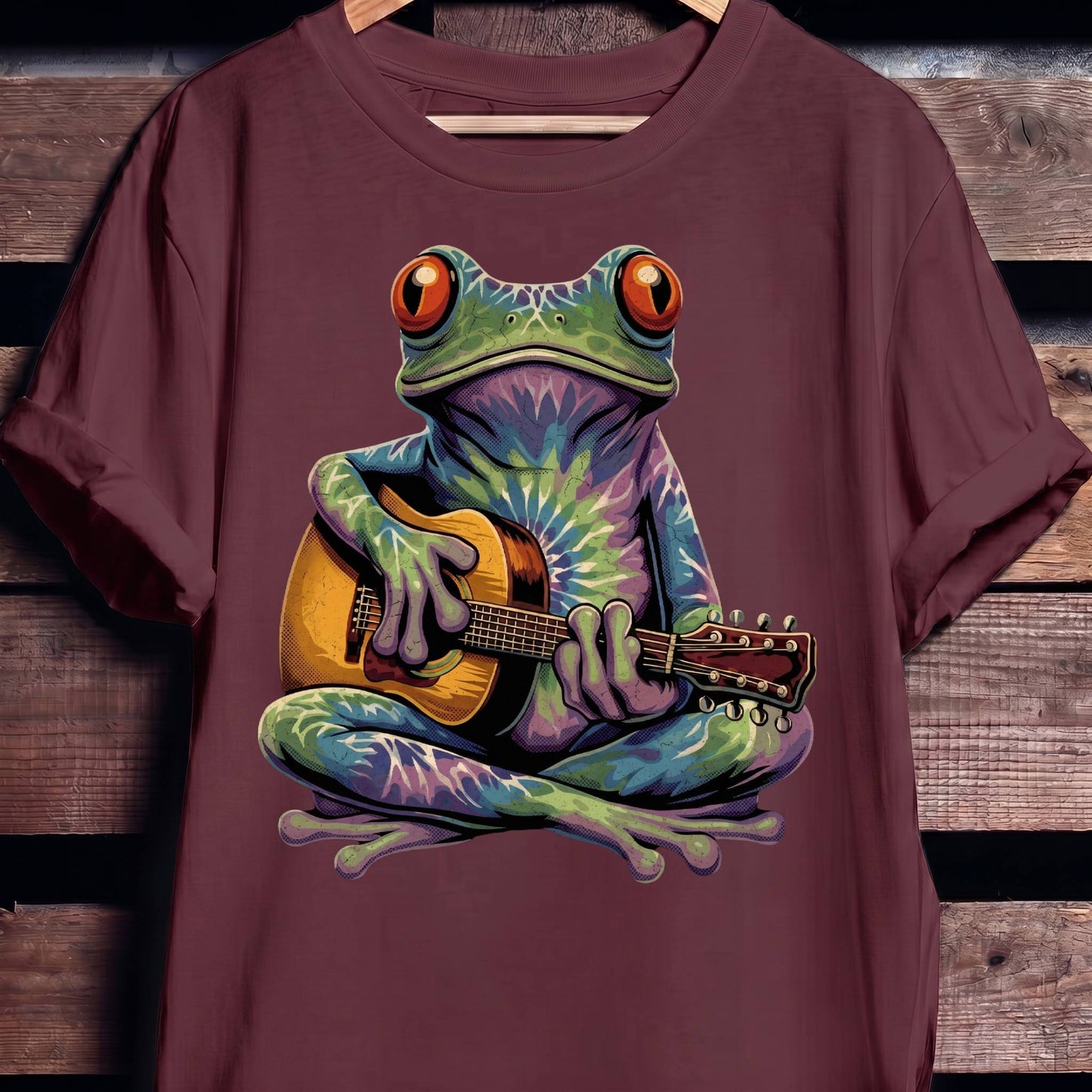 Tie Dye Frog Acoustic Guitarist Tee