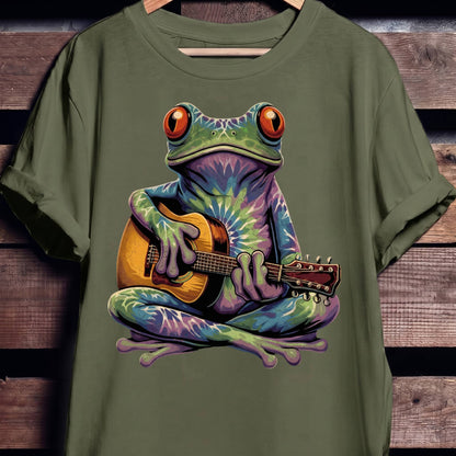 Tie Dye Frog Acoustic Guitarist Tee