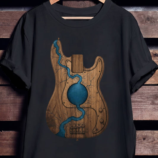 Topographic Map Bass Guitar Tee - Unisex Standard T-Shirt