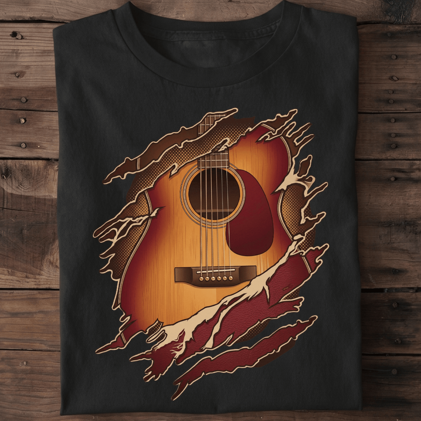 Torn Inside Acoustic Guitarist Tee - The Music Frontiers