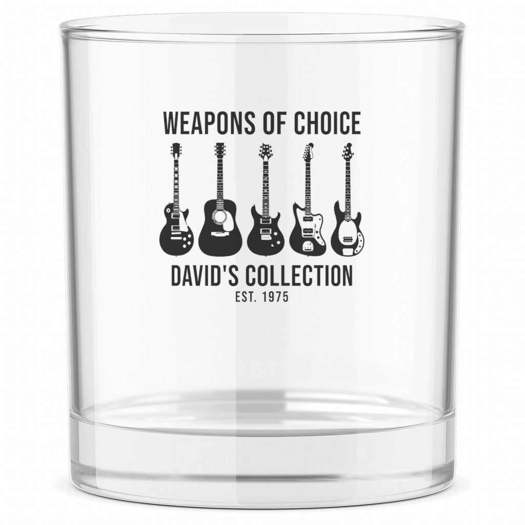 Custom Whiskey Glass – Printed or Engraved - Clear whiskey glass with a personalized music design