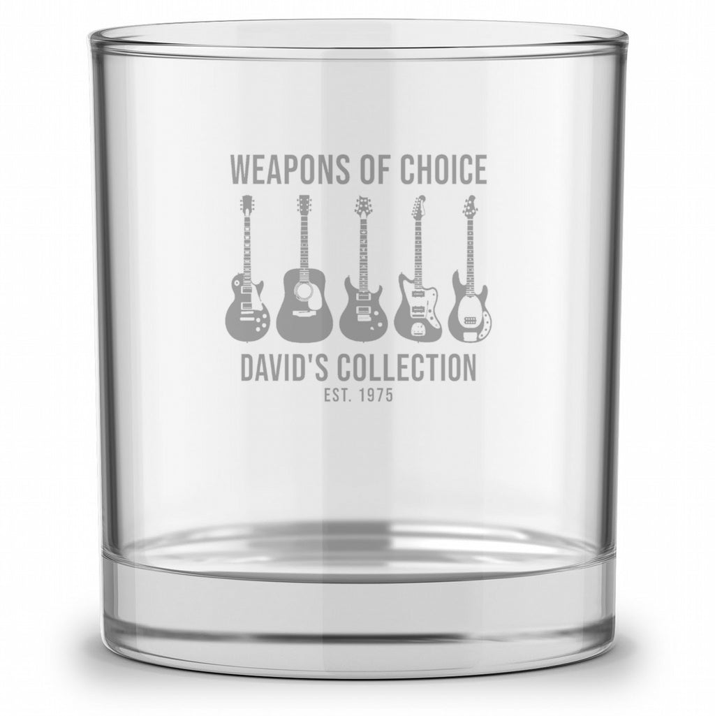 Custom Whiskey Glass – Printed or Engraved - Engraved whiskey glass with a personalized music design