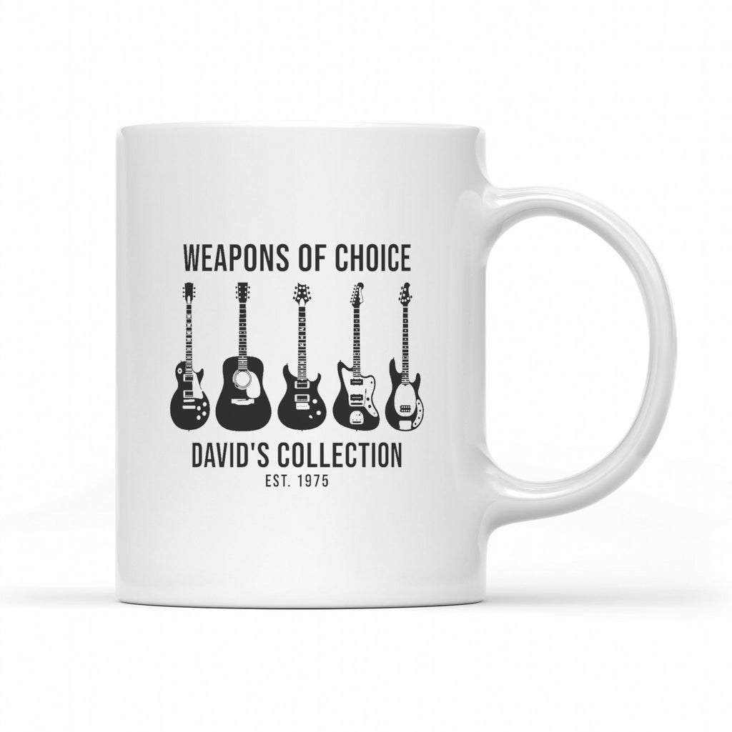Custom Music Mug – Same Design as Your Shirt - White mug, handle right with a personalized music design
