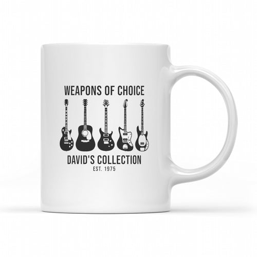 Custom Music Mug – Same Design as Your Shirt - White mug, handle right with a personalized music design