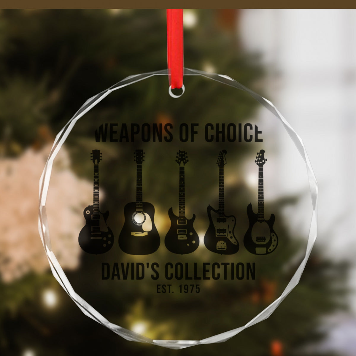 Custom Glass Ornament – Heart or Crystal Circle - Crystal prism circle ornament with a personalized music design