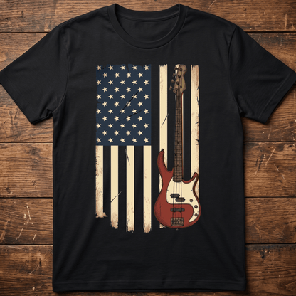 USA Flag Bass Guitar Tee - The Music Frontiers