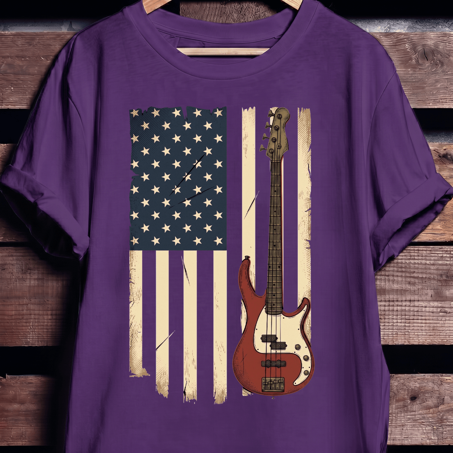 USA Flag Bass Guitar Tee - The Music Frontiers