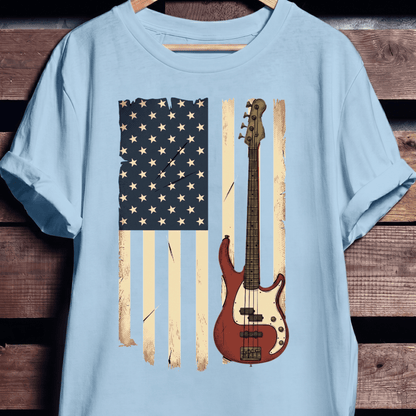 USA Flag Bass Guitar Tee - The Music Frontiers