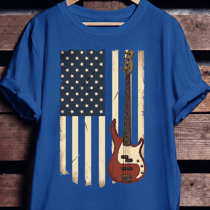 USA Flag Bass Guitar Tee - The Music Frontiers
