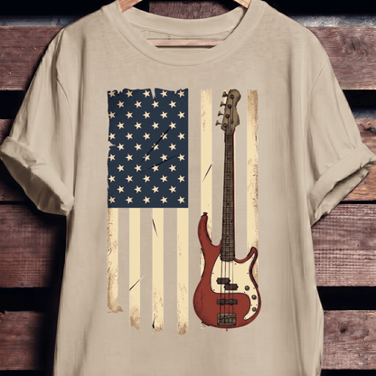 USA Flag Bass Guitar Tee - The Music Frontiers
