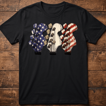USA Flag Bass Headstock Trio Tee - The Music Frontiers