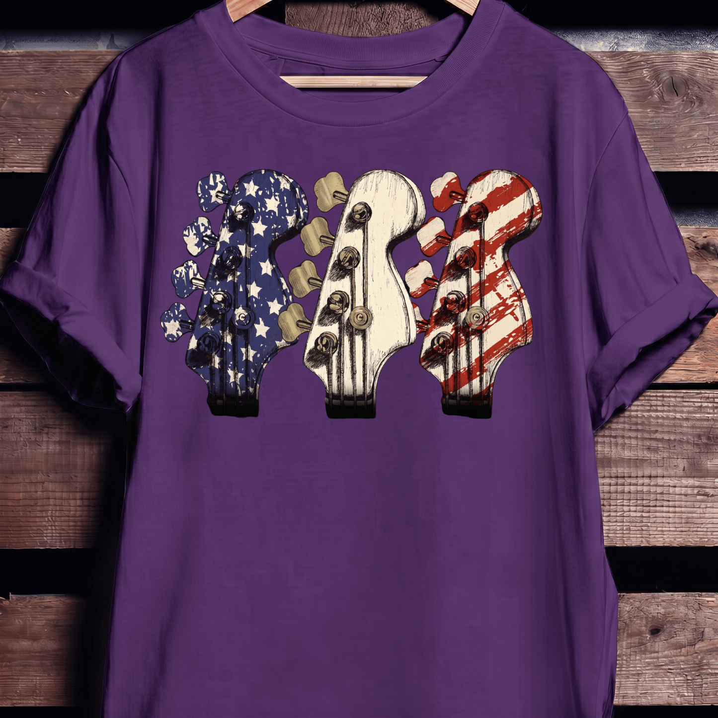 USA Flag Bass Headstock Trio Tee - The Music Frontiers