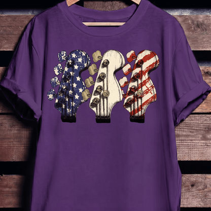 USA Flag Bass Headstock Trio Tee - The Music Frontiers