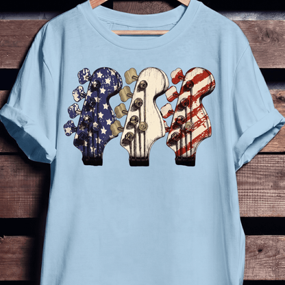 USA Flag Bass Headstock Trio Tee - The Music Frontiers