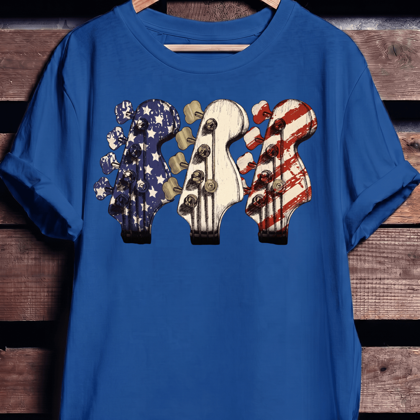 USA Flag Bass Headstock Trio Tee - The Music Frontiers