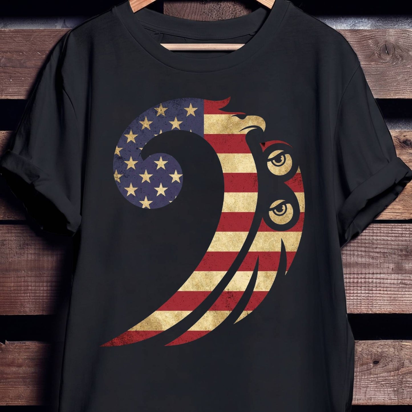 USA Flag Eagle Bass Clef Tee - Unisex Standard T-Shirt