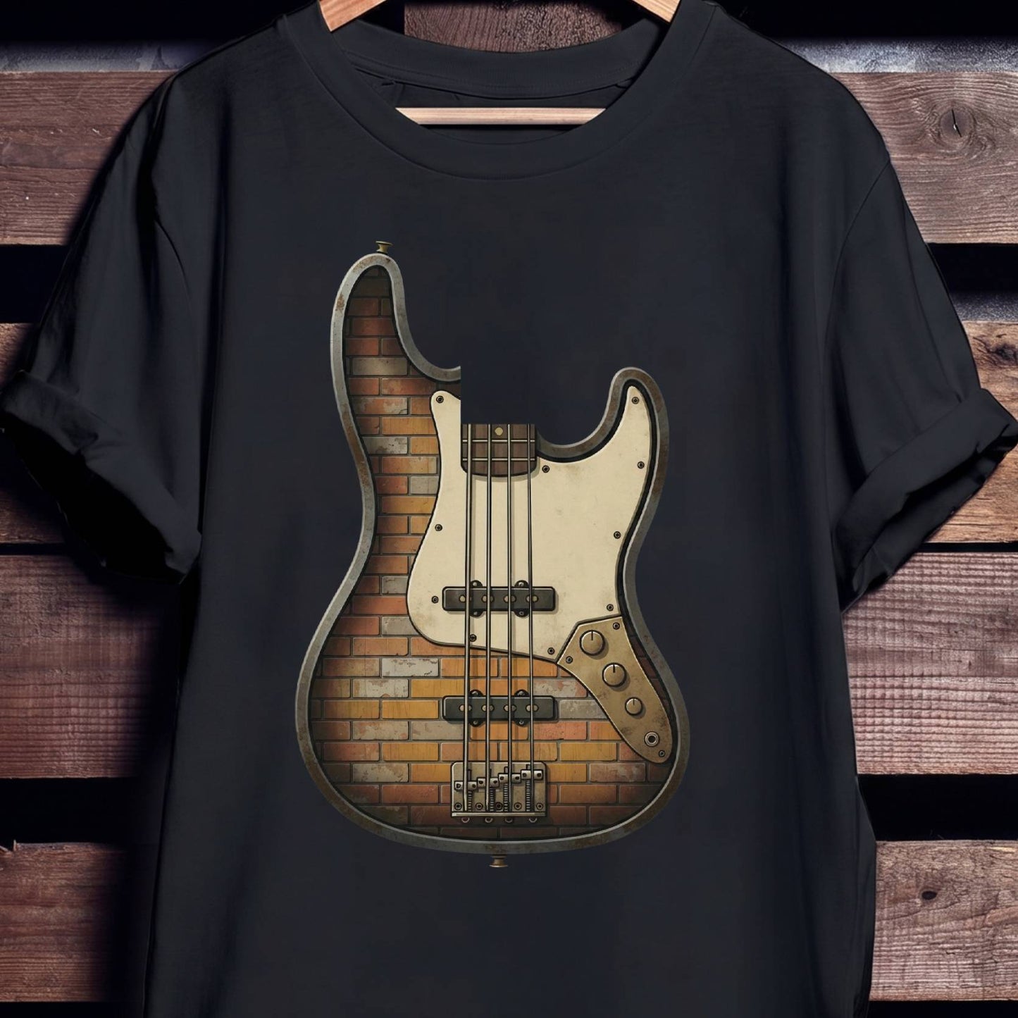 Urban Brick Wall Bass Guitar T-Shirt - Unisex Standard T-Shirt