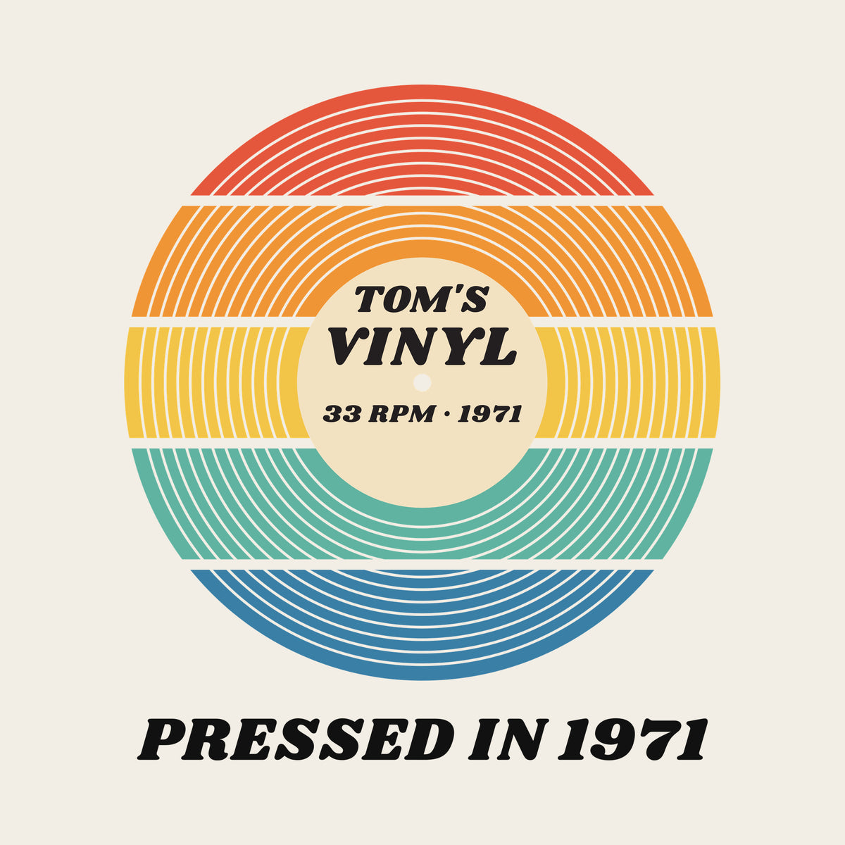 Sunset Vinyl Record , Pressed In Birth Year design artwork on its own, personalized with your details