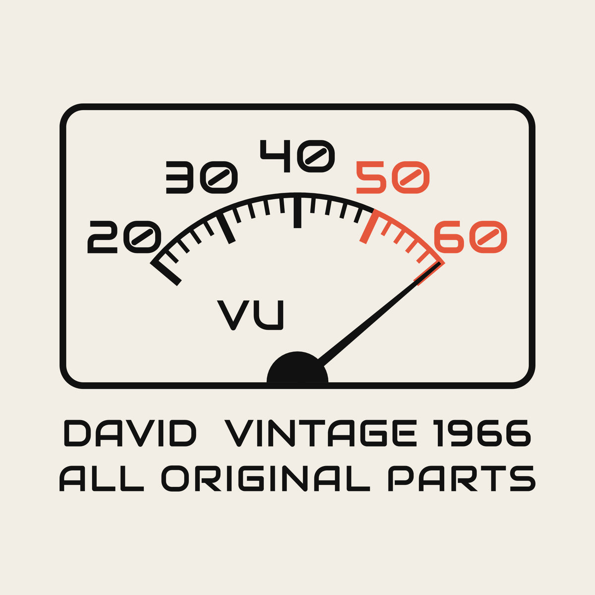 Vintage VU Meter Age Birthday design artwork on its own, personalized with your details
