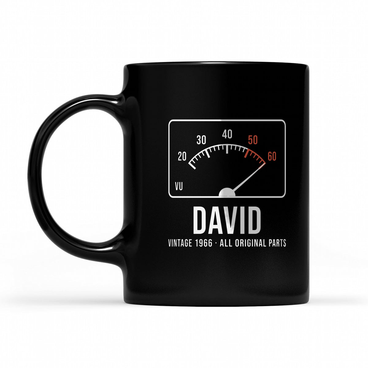 Vintage VU Meter Age Personalized Birthday Shirt - Matching black mug