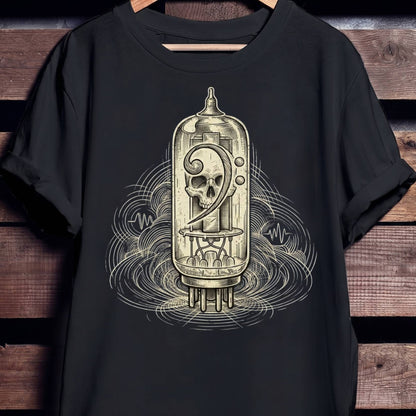 Vacuum Tube Bass Clef Skull T-Shirt