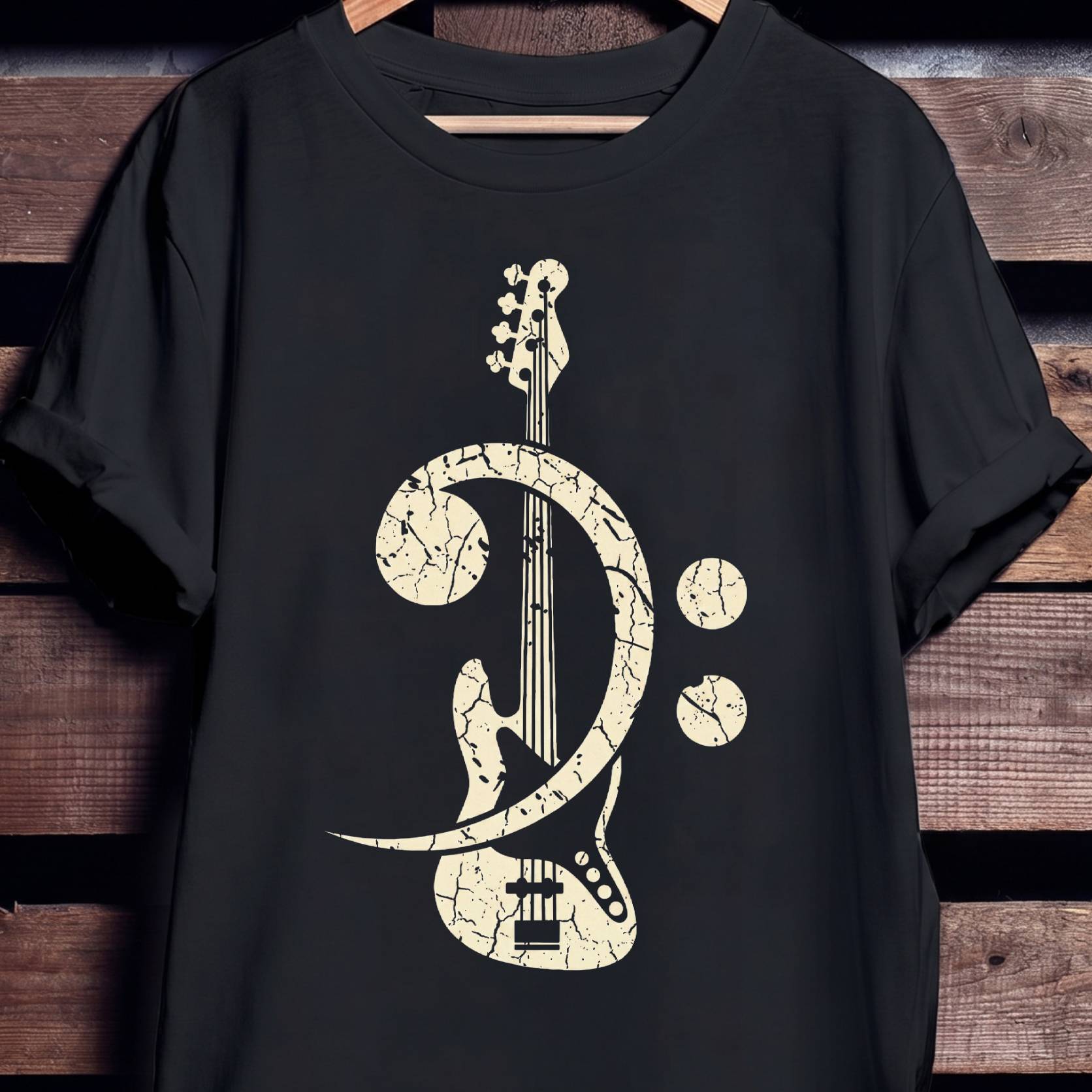 Vintage Bass Clef Guitar Tee - The Music Frontiers