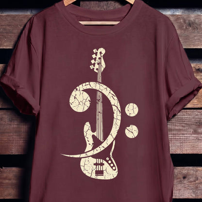 Vintage Bass Clef Guitar Tee - The Music Frontiers