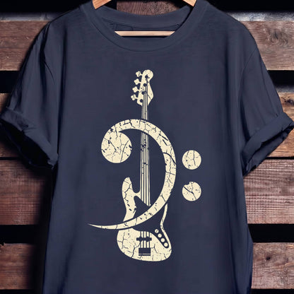 Vintage Bass Clef Guitar Tee - The Music Frontiers