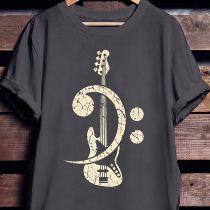 Vintage Bass Clef Guitar Tee - The Music Frontiers