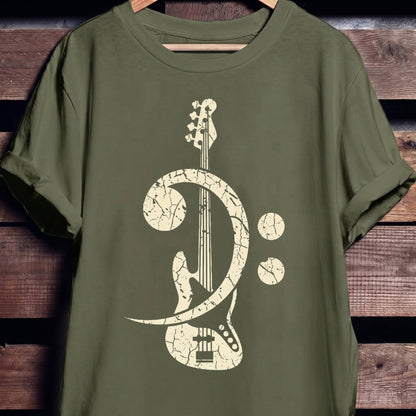Vintage Bass Clef Guitar Tee - The Music Frontiers