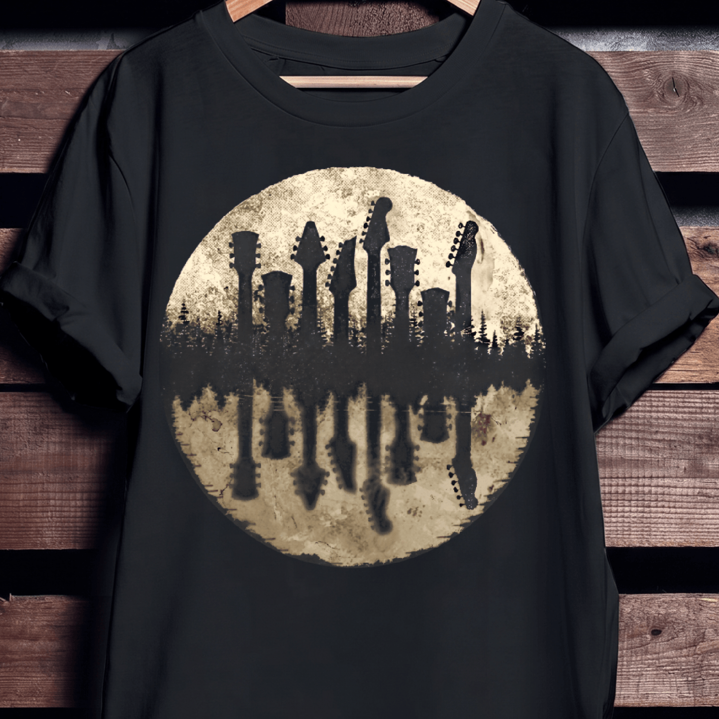 Vintage Guitar Forest Reflection T-shirt - The Music Frontiers