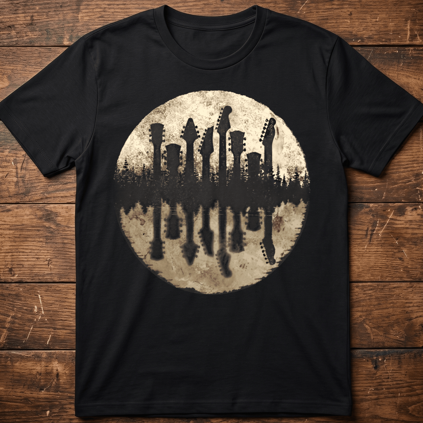 Vintage Guitar Forest Reflection T-shirt - The Music Frontiers