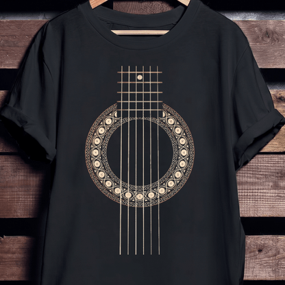 Vintage Ornate Acoustic Guitar Soundhole T-Shirt - The Music Frontiers