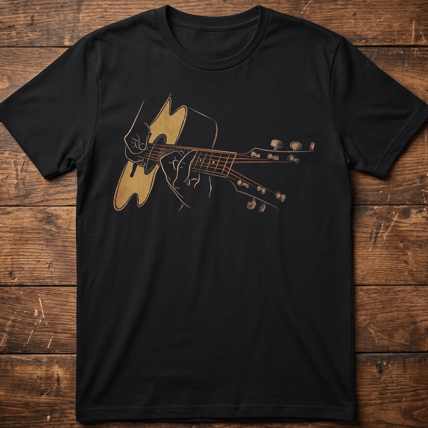 Vintage Acoustic Guitar Player Hands T-Shirt - The Music Frontiers